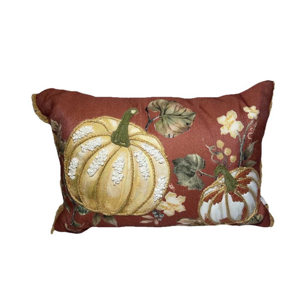 Pumpkin Patch Birds‎ Harvest Fall Autumn Embroidered tapestry Pillow